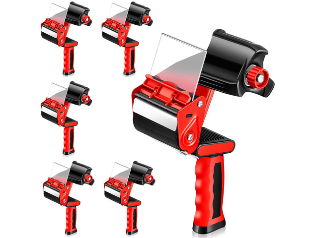 6 Pcs 3 Inch Packing Tape Gun Heavy Duty Tape Dispenser Non Slip Silicone Handle, Portable for Shipping, Moving, Carton and Box Sealing