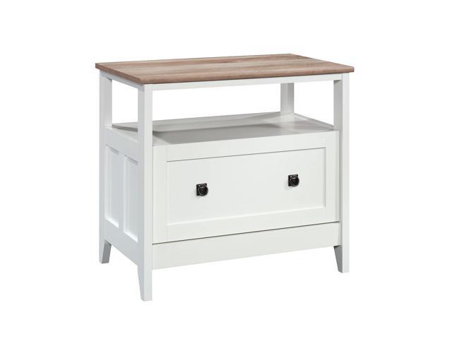 August Hill File Cabinet 1-Drawer with Open Shelf, Legal Size Filing Cabinet - Soft White Finish