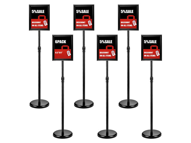 6Pack Sign Holder Stand-8.5x11 inchAdjustable Sign Stands For DisplayHeavy Duty Floor Standing Sign Holder Stand Aluminum for Retail...