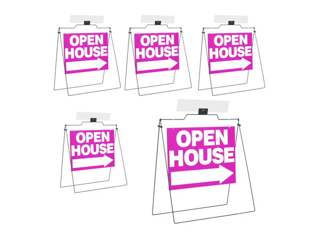 5 Pack Open House Signs 32'' x 28'' A Frame Metal Stand 18'' x 24'' Sign Panels Double Sided Real Estate Yard Signs Foldable Real Estate Open House...