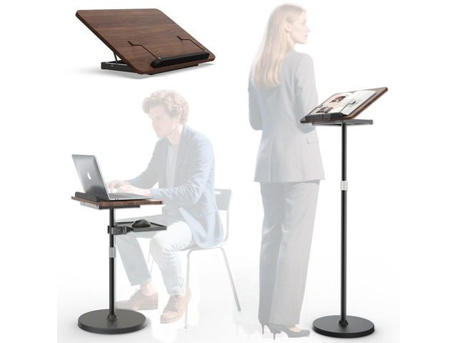 Lectern Podium Stand - Dual-Use Floor and Desktop Book Holder Stand, Height Adjustable Podium Lectern for Church, Weddings,Speech,Classroom-Black