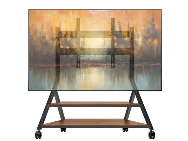 Large TV Floor Stand for 50-100 Inch TVs, Heavy Duty TV Stand Mount with Large Wood Entertainment Shelf, Modern Living Room Television Stands, Up.