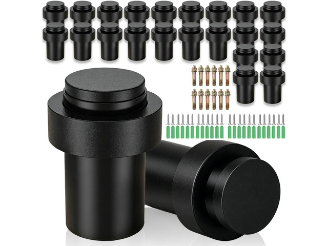 JUXILPP 24 Pack Stainless Steel Door Stoppers, Cylindrical Floor Mounted Door Stops with Rubber Bumper Heavy Duty Wall Protectors for Bottom of...
