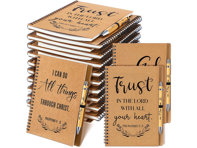 120 Pcs Christian Gifts Bulk Inspirational Spiral Notebook Bible Verse Pen Small Prayer Journal Religious Pen Faith Based Gifts for Women Men...