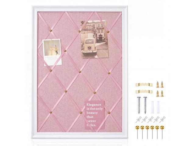White Bulletin Board 21'×27' Linen Fabric Decorative Board Hanging Memo Boards for Women Large Cork Bulletin Boards for Home Office with 20...