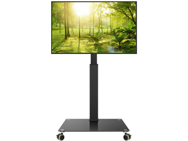Black Mobile TV Stand with Wheels for 27-65LED LCD OLED Flat Curved Screen Outdoor TVs Height Adjustable Floor TV Cart Max VESA 400x400mm, Rolling...