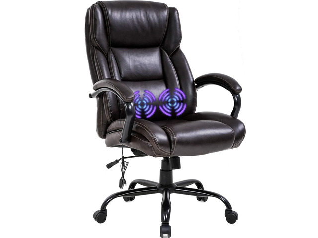 Big and Tall Office Chair 500lb Wide Seat Massage Desk Chair Ergonomic Computer Chair with Headrest Lumbar Support Armrest Rolling Swivel Chair...