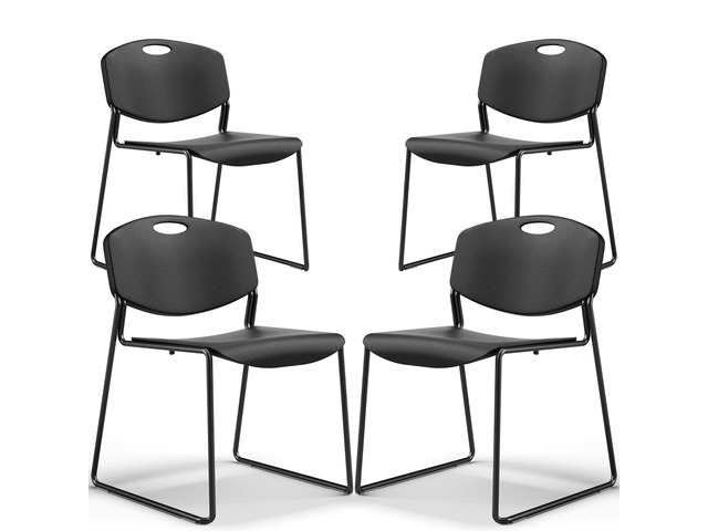 Stacking Chairs Set of 4, Plastic Waiting Room Chair with Sled Base, Stackable Office Guest Reception Chairs No Wheels for Break Rooms and...