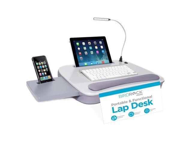 Multi Tasking Memory Foam Lap Desk with USB Light (Silver) Supports Laptops Up to 15 Inches