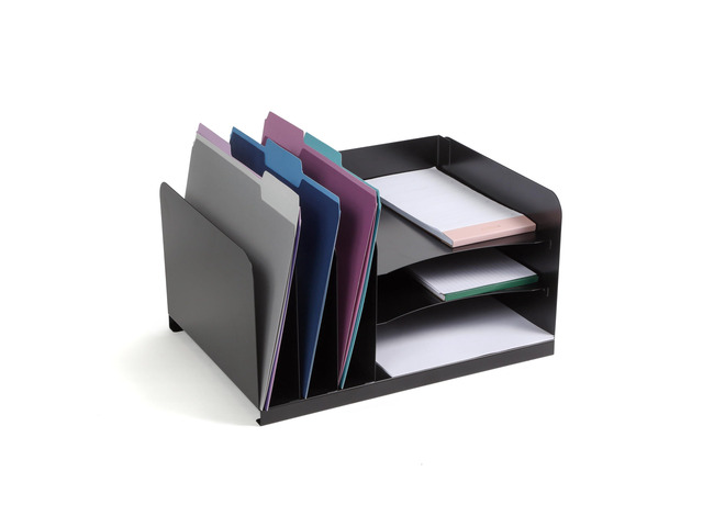 Desktop File Organizer Combo Vert 3 Slot/Horz 3 Slot, Black Commercial Grade Steel