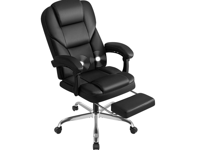 Executive Office Chair with Massage, Ergonomic Reclining High Back Leather Seats with Footrest and Lumbar Support, Big and Tall, 400Lbs Heavy Duty,...