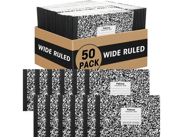 50 Pack Composition Notebooks Bulk Wide Ruled A5 Half Size Composition Notebooks 5 x 7.5 Marble Cover Note Books 80 Pages Small Journal 11/32'...