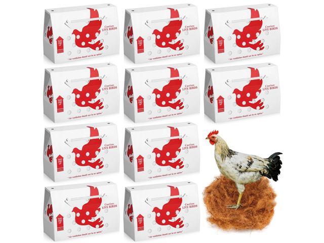 10 Pack Live Chicken Shipping Boxes 17.5x7.75x12 Inch Live Bird Shipping Boxes with Coconut Fiber Padding Corrugated Cardboard Pet Carrier for.