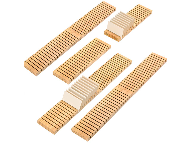 8Pcs 12' Wooden Name Badge Holder Organizer Business Card Holder Counter Card Holder Stand for Name Tag ID Badge Plastic Card Holders, Detachable...