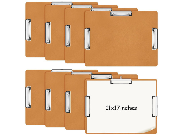8 Pcs 11x17 Clipboard With Three Clips - Extra Large Horizontal Drawing Clipboard for Office, Home, Teachers Supplies