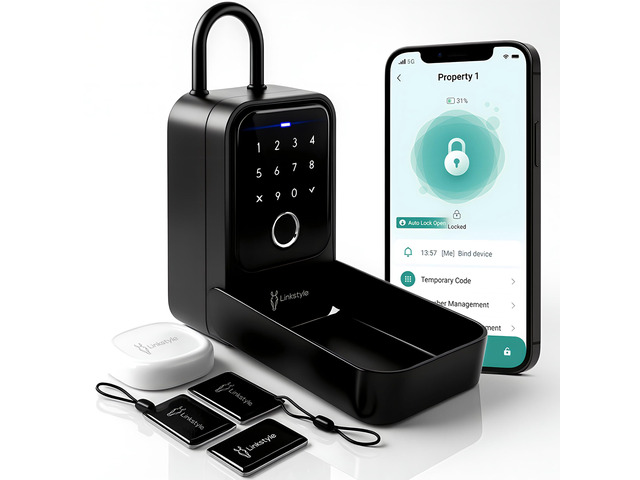 Matrix II Smart Key Lock Box by LINKSTYLE Includes WiFi Hub (2.4GHz wi-fi only) for Remote Access, Waterproof, Wall mountable, 5-Unlock Modes, for...