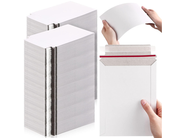 350 Pcs Rigid Photo Mailers 6x8 Inch, 350gsm Thick White Cardboard Shipping Envelopes with Self Adhesive, Flat Document Mailers for Photos, Prints,...