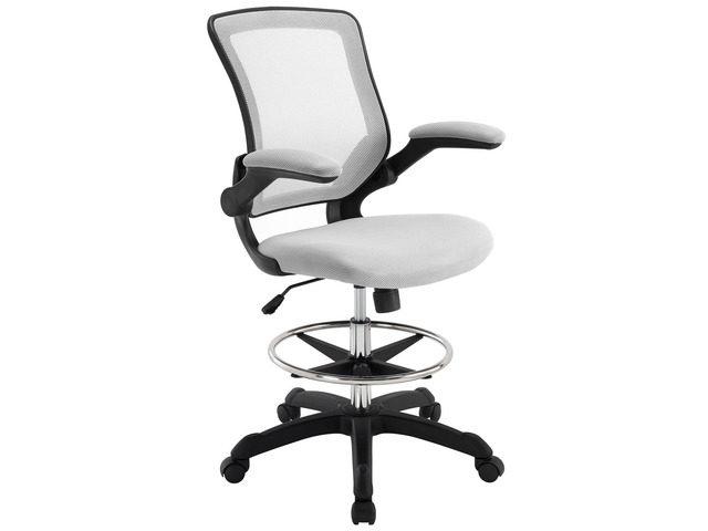 MO-EEI-1423-GRY Veer-Reception Desk Flip-Up Arm Drafting Chair, 22.5'L x 25.5'W x 41.5-50'H, Gray