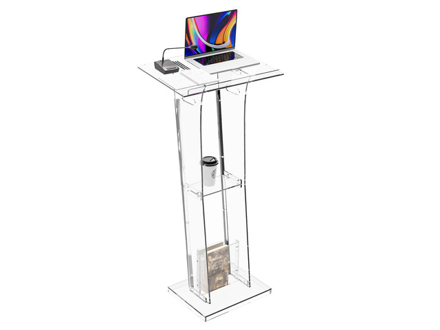 Acrylic Clear Lecterns Podium Stand, 48 Inch - Pulpits with Storage Shelf for Churches, Conference, Speeches, Weddings, Classrooms, Professional...