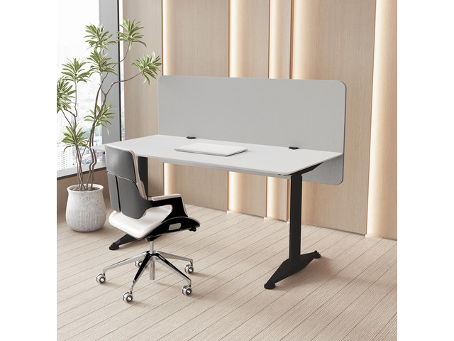 47.2' Clamp-on Desk Dividers, Acoustic Privacy Panel, Light Grey Reduces Office Noise & Visual Clutter, Durable Fabric Finish, Fits Desks Up To...