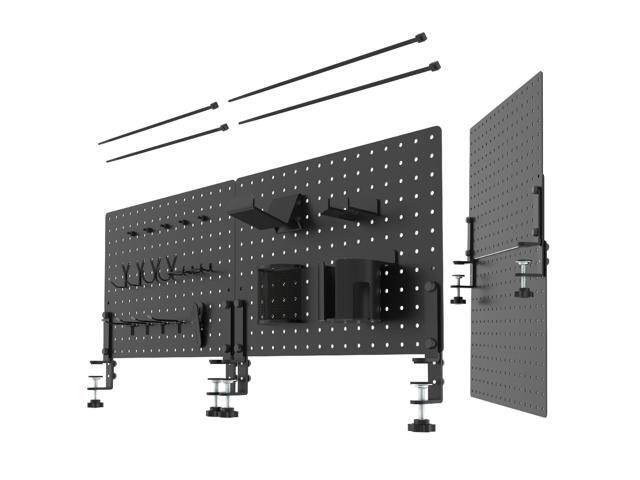 Clamp On Desk Pegboard 32' x 12' with Accessories Black No Drill Metal Desktop Organizer & Privacy Panel, Vertical Storage Divider for Home...