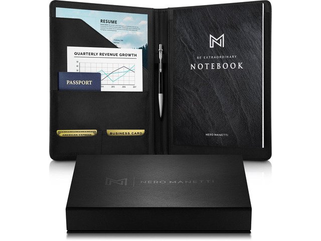 Leather Portfolio Folder - Business PU Leather Portfolio Notepad Holder for Resumes, Legal Pad Portfolio Executive Binder, Professional Padfolio...