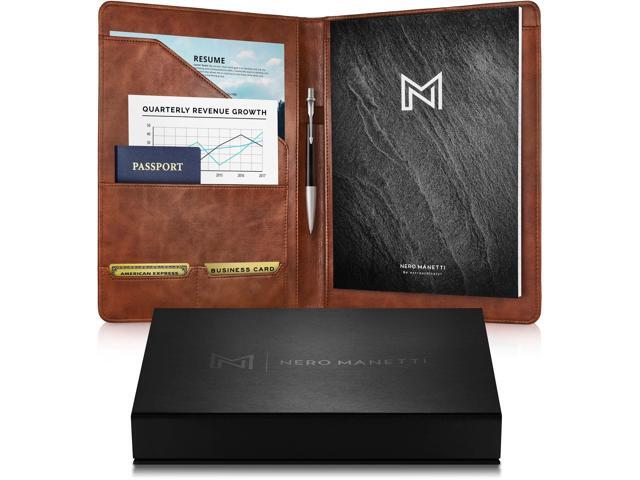 Leather Portfolio Folder - Business PU Leather Notepad Holder for Resumes, Legal Pad Executive Binder, Professional Padfolio Notebook for Women/Men.