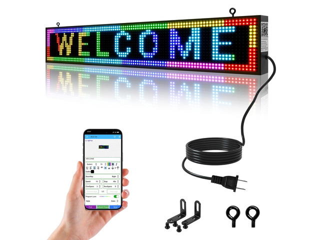 Scrolling LED Digital Sign,39'x8' P10 Programmable Open Sign, IP65 Waterproof, WiFi Control,RGB Full Color Display for Outdoor &Indoor Store Business