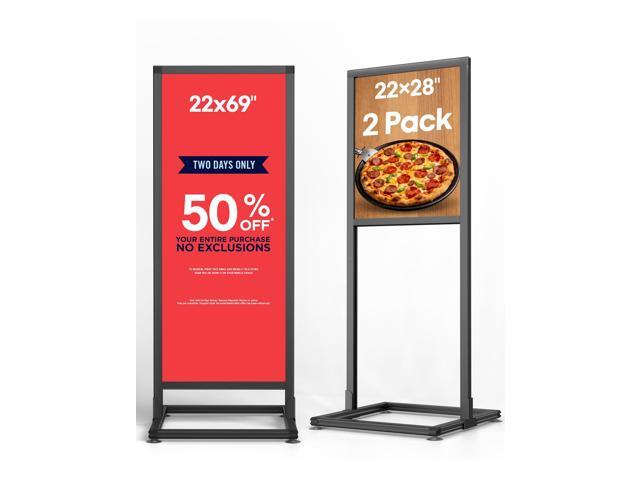 2Pack Sign Holder Floor Stand, 2-In-1 Dual Size Poster Stand Adjustable 22×69 Inch & 22×28 Inch Sign Stand, All-Aluminum Alloy, Indoor & Outdoor.