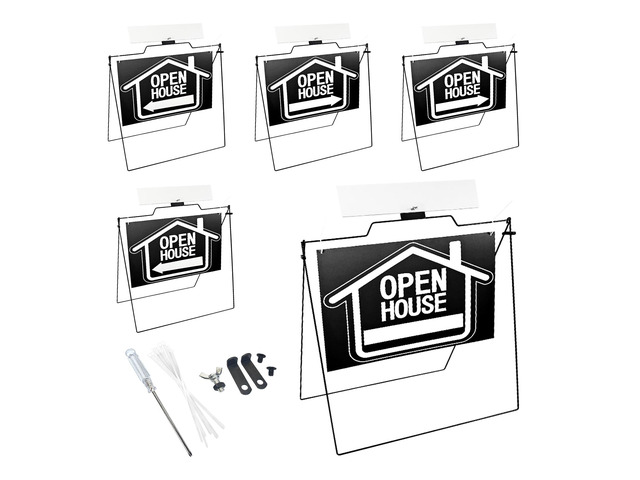5 Pack Open House Signs for Real Estate - Real Estate Signs with 30x28' 5 A-Frame Stands Weatherproof Open House Banner and Realtor Sign