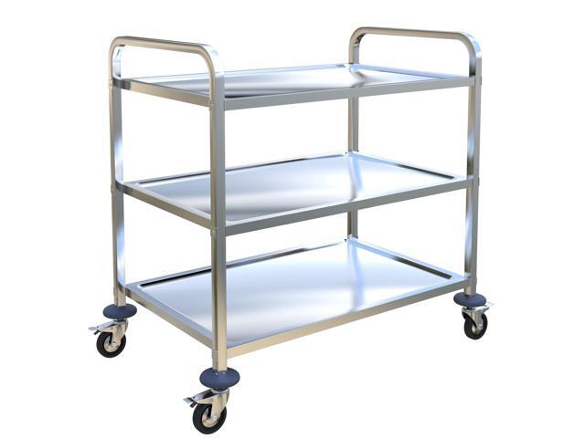 3 Tier Stainless Steel Utility Cart on Wheels, Kitchen Storage Cart, Service Carts for Restaurants, Kitchens, Warehouses, Hotels and Commercial.