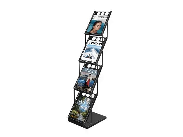 Foldable Magazine Display Rack 4-Tier Brochure Literature Display Stand with Reinforced Base for Trade Show Literature Stand Ideal for Office Store...