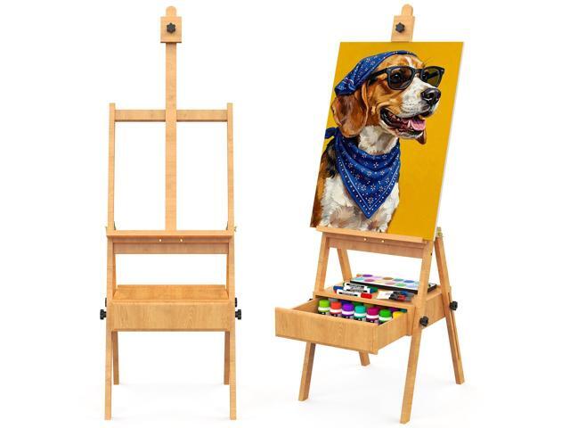 Large Beech Wood H-Frame Easel,Painting Easel with Storage Drawer,Up to 36' Multi-Function Studio Easel, Professional Foldable Artist Easel Stand.