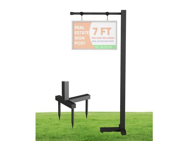 Adjustable Real Estate Sign Post, 7FT Yard Sign Holder Stand for Open House & Home for Sale, Windproof Outside Realtor Sign Post with 34' Arm for.