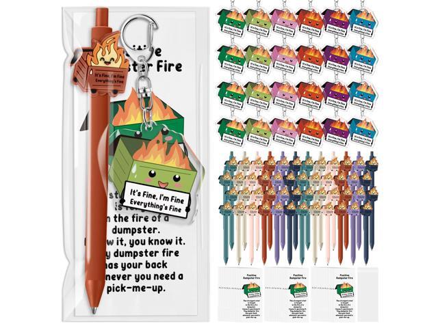 96 Sets Back to School Gifts Dumpster Fire Response Team Funny Ballpoint Pens Acrylic Keychains Bookmarks for Students Nurse Teacher Office.