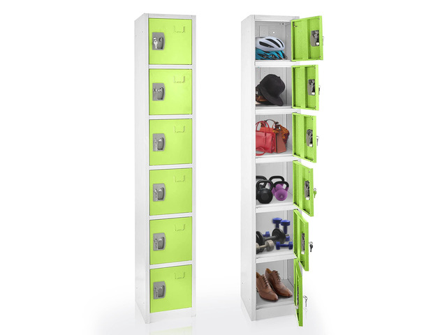 Large School Locker with 6 Doors 6 Hooks Storage Locker for Garage Storage - Office Storage Lockers (6 Door, Green)