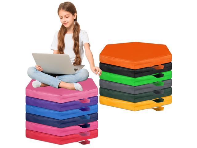 12 Pcs Floor Cushions Bulk 15 Inch Colored Flexible Seating with Handle Soft Foam Floor Pillow for Adults Daycare Office Chair(Hexagon)