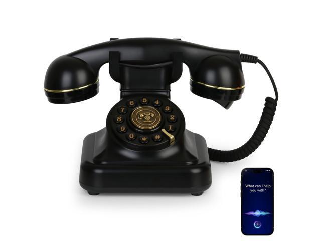 Vintage Bluetooth Phone, Retro Desk Telephone with Gold Accents, Connects to Smartphone via Bluetooth, Voice Assistant Support, Loud Nostalgic...