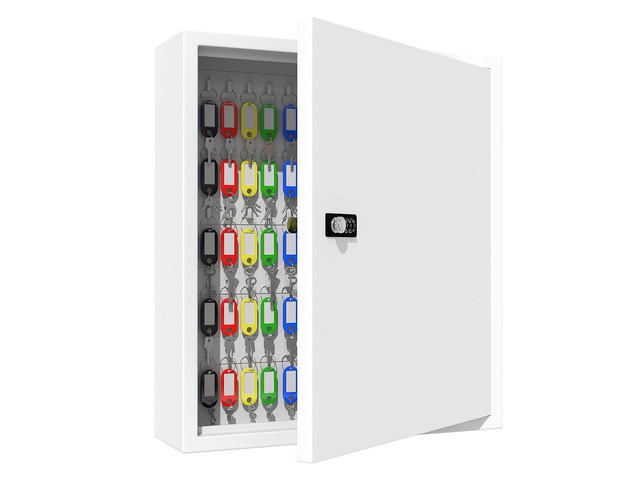 Lock Key Cabinet with Storage: 131-Keys Steel Wall Mount Key Box Organizer - Large Storage and Secure Combination Lock Box for Home Office Business...