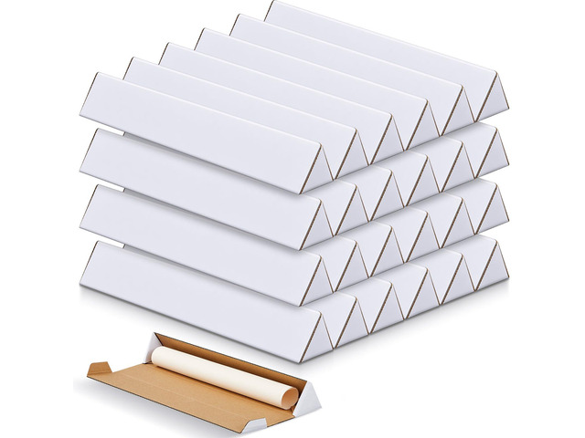 50 Pcs Triangle Mailing Shipping Tubes 18.25' L x 2' w x 2' h Oyster White Corrugated Cardboard Box Poster Tube for Protecting, Shipping, Mailing...