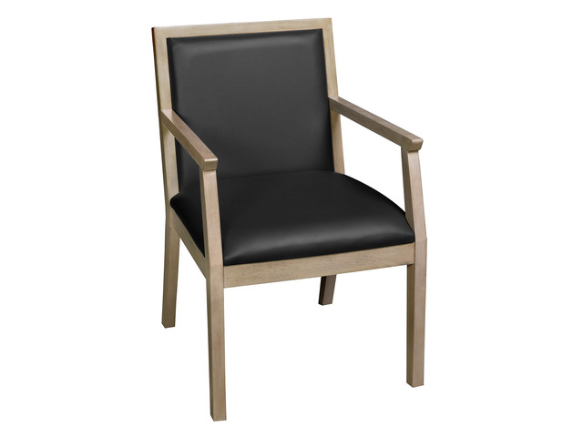 Regent WallGuard Guest & Reception Waiting Room Wood Side Chair - Noble Oak/Black Vinyl