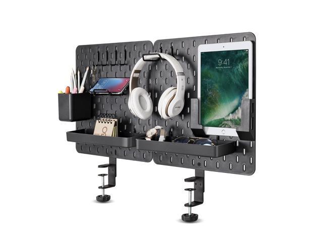 Clamp-On Desk Pegboard, 2Pack (Combined Size 27 x 14 inch) Privacy Divider, Desk Partition Panel, No-Drill Desk Mounted Peg Board Organizer for...