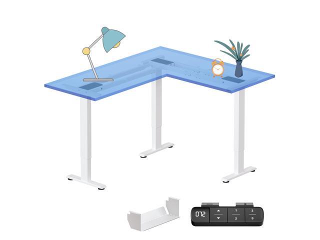 3 Leg Electric Standing Desk Frame,3 Motor L Shaped Standing Desk Legs up to 287 lbs,Adjustable Table Legs for Home Office,White