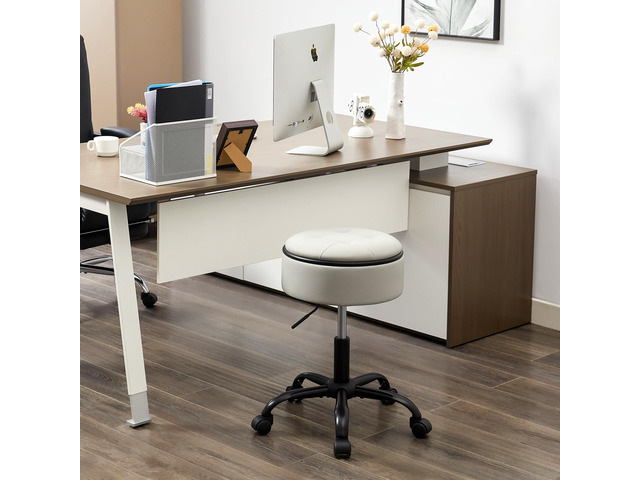Drafting Chair with Wheels (Chair & Small Table in One) (Adjustable Office Chair 20.67'-24.61'), Gray Stool for Desk with Storage