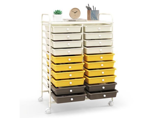 Rolling Cart with 20 Drawers, Multicolor Trolley, Drawer Bin Carts with Lockable Wheels, Adjustable File & Debris Organizer, Rolling Storage for.