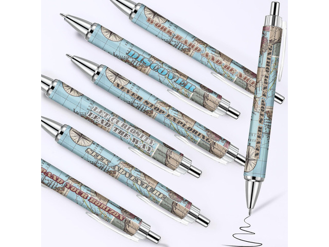 200 Pcs Travel Map Pen Bulk Airplane Baby Shower Favors Inspirational Pens Adventure Awaits Retractable Ballpoint Pen Black Ink Travel Baby Shower...