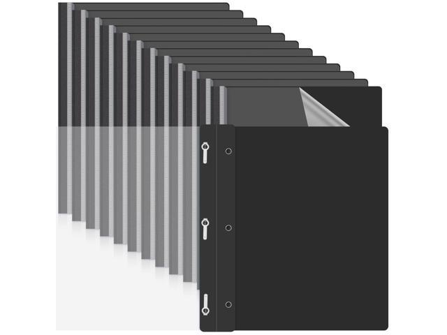 100 Pcs Plastic Report Covers with 3 Prong Fasteners 11.42 x 9.45 Inch Clear Front Report Covers Bulk Presentation Folders for School Document(Black)