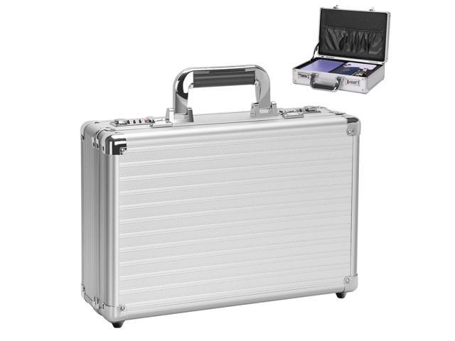 Locking File Storage Box, 14.9 x 10.6 x 4.3 Inch Metal Briefcase with Dual Combination Locks, Portable Secure Document Organizer for Home Office.