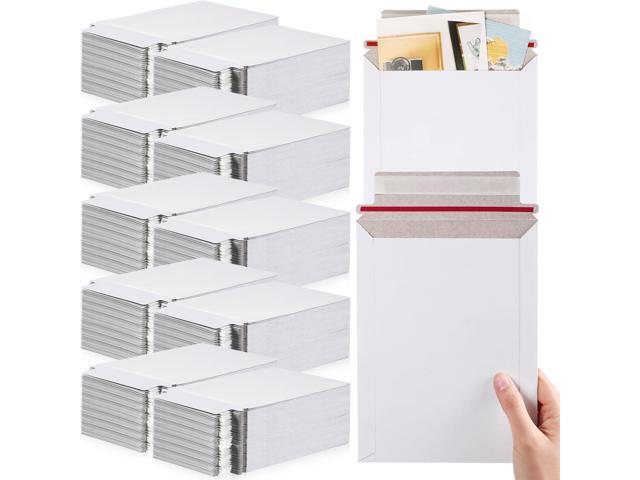 300 Pcs 6 x 8 Inch Rigid Mailers Self Adhesive Seal Photo Document Mailers 250gsm Keep Flat White Photography Cardboard Envelopes for Shipping Cd,...
