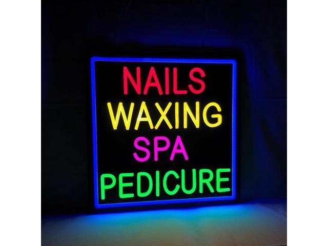 Nails Waxing Spa Pedicure Neon Sign, 16'×16', High Brightness Business Signboard for Nail Spa Bar, Beauty Skincare Studio Hair Removal Salon, Black...